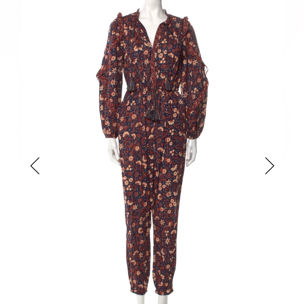 Ulla Johnson Floral Patterned Jumpsuit in Navy and Rust